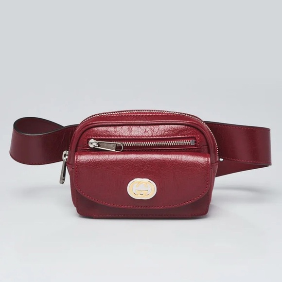 Gucci Fluffy Calfskin Mini Morpheus Belt Bag Burgundy 90•36 - Picture 1 of 12